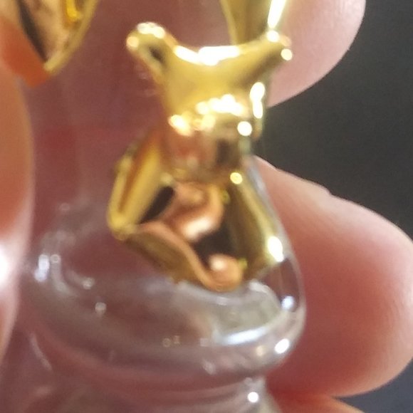Glass kangaroo with a baby joey in the pouch clear glass with gold accents - Picture 11 of 15